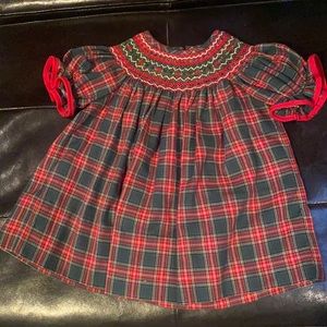 Baby girl smocked Christmas dress 3m